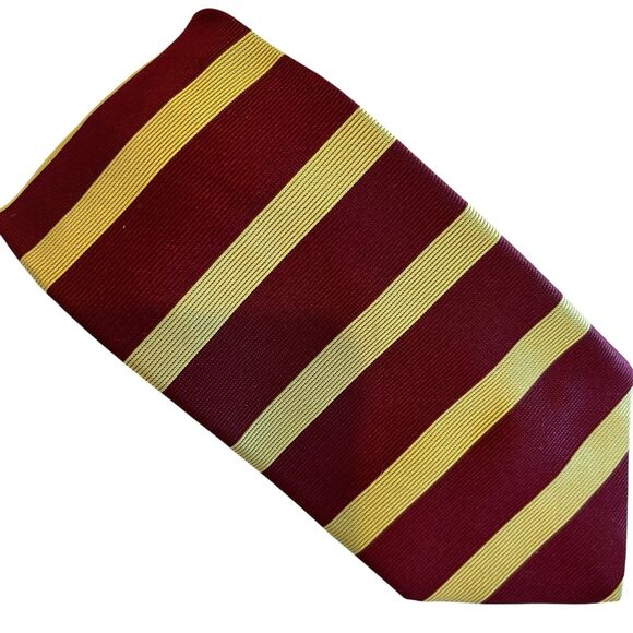 Brooks Brothers Repp vintage Silk Mens Tie Makers Silk Maroon Gold Horiz Stripe - Picture 1 of 5